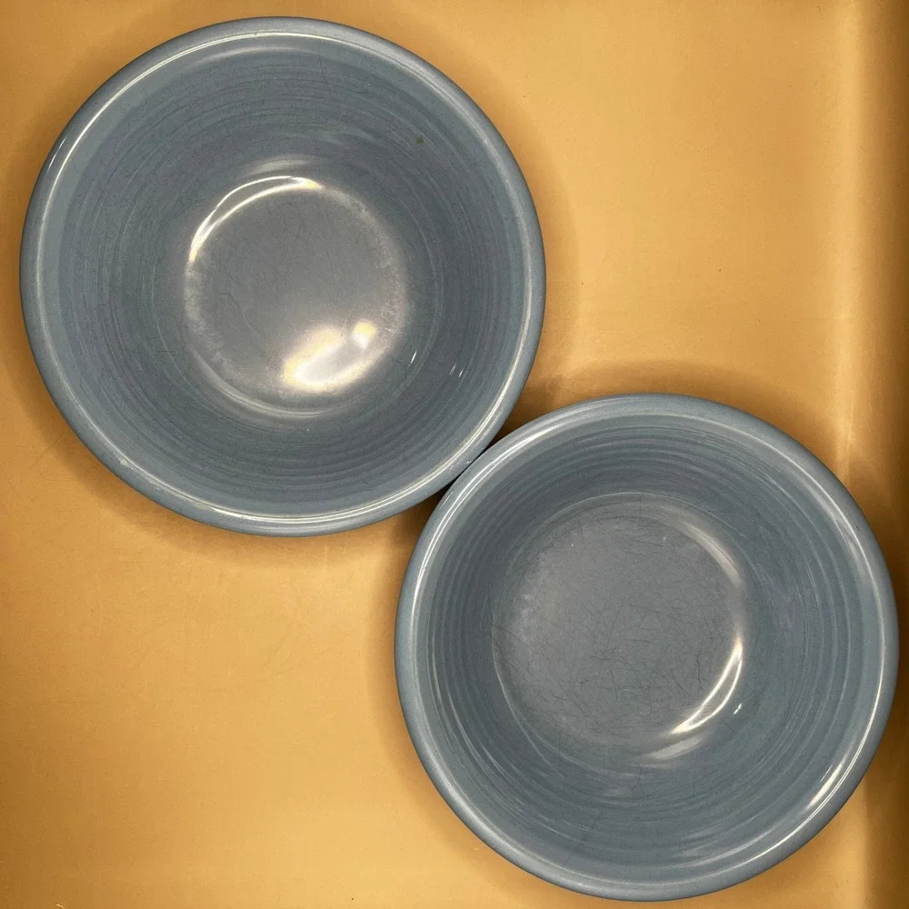 Vtg Blue Fiestaware Ceramic Cereal Soup Bowls Set of 2 Sky Periwinkle 7